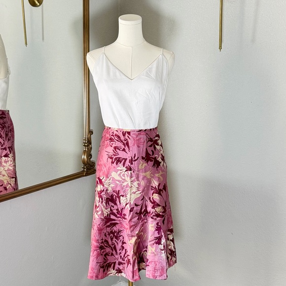 INC International Concepts Dresses & Skirts - VTG 90s INC Silk Floral Midi Skirt 8P Fairycore Cottagecore Pink Coquette Mesh